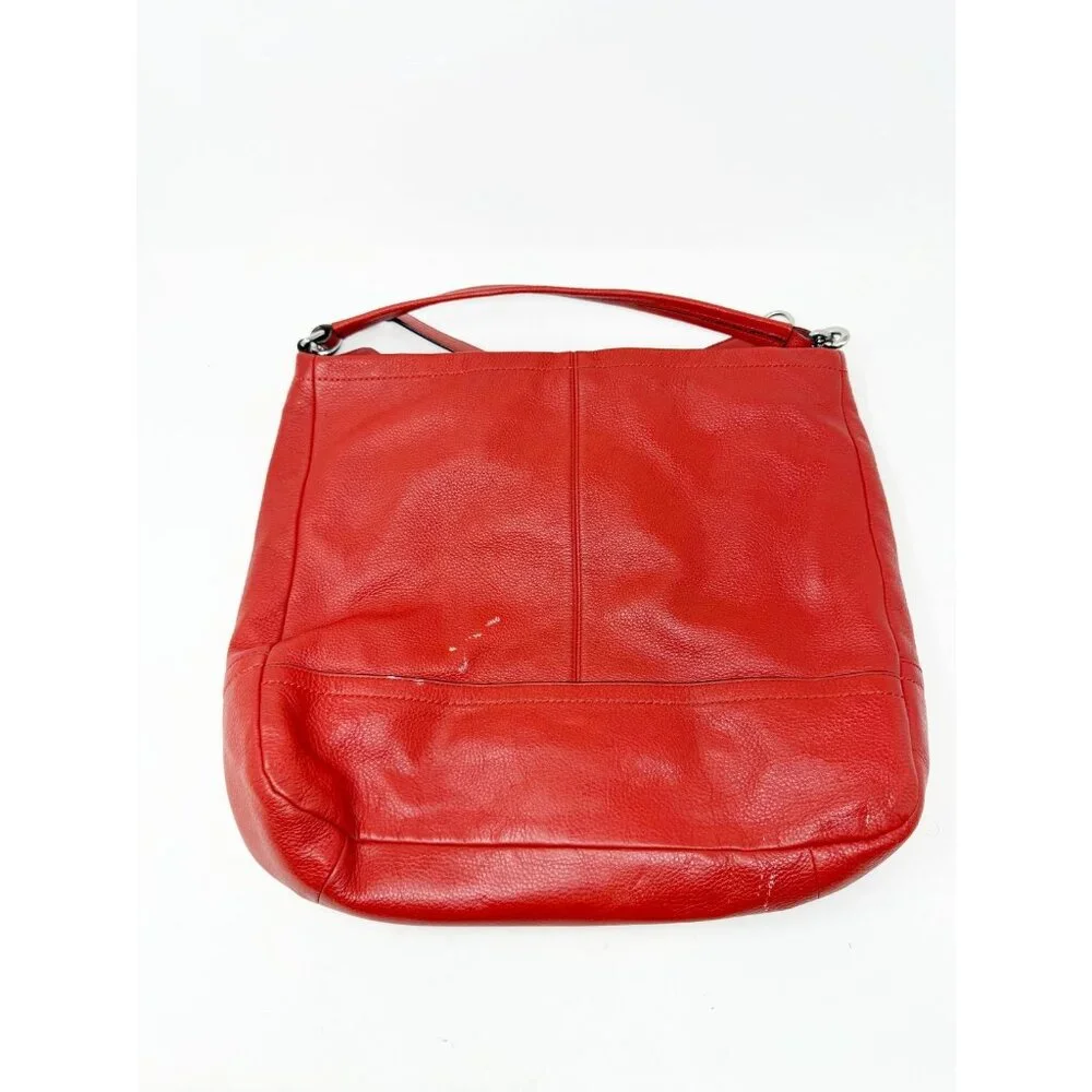 Coach Park Pebble Leather Hobo Shoulder Bag Purse Zip Top F23293 Red Large‎